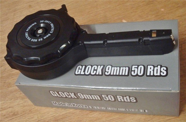 1 Glock 9mm 50 round New Drum magazine 9 mm Korean